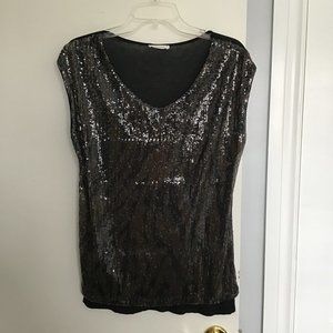 PROMOD Sequined Scoop Neck T-Shirt